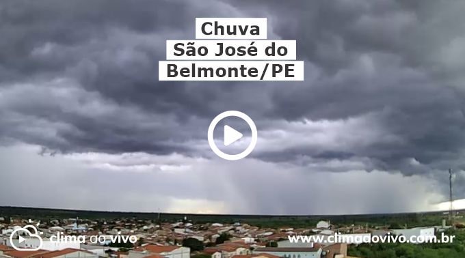 na imagem mostra a passagem de chuva que avança na redondeza da cidade de são José do Belmonte em PE